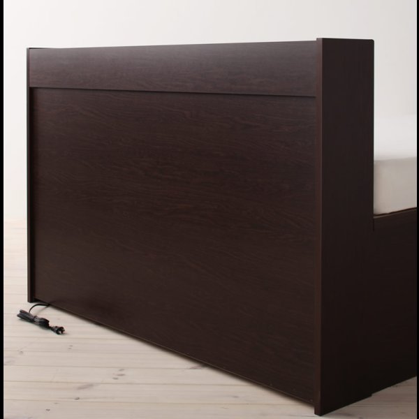 画像20: シンプル棚付き・ガス圧式跳ね上げセミダブルベッド【Dania】ダニア