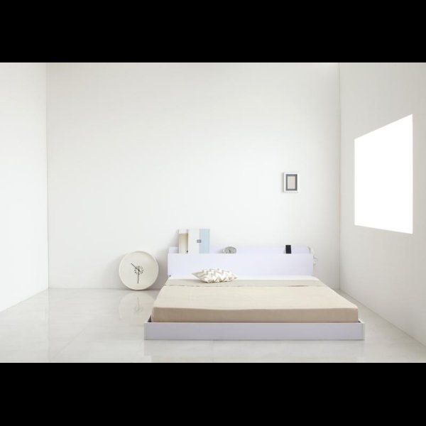 画像4: 棚・コンセント付きホワイトフロアタイプシングルベッド【IDEAL】アイディール