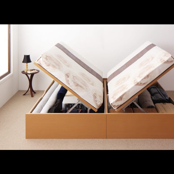 画像2: ガス圧式跳ね上げタイプヘッドレス仕様セミシングルベッド【Stevia】ステビア