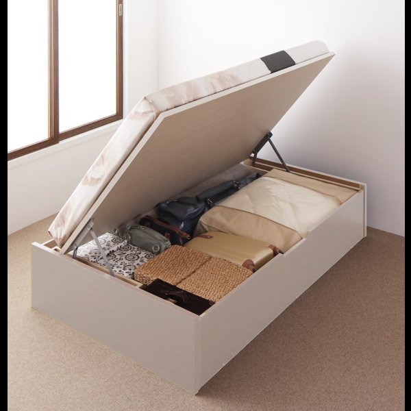 画像12: ガス圧式跳ね上げタイプヘッドレス仕様セミシングルベッド【Stevia】ステビア