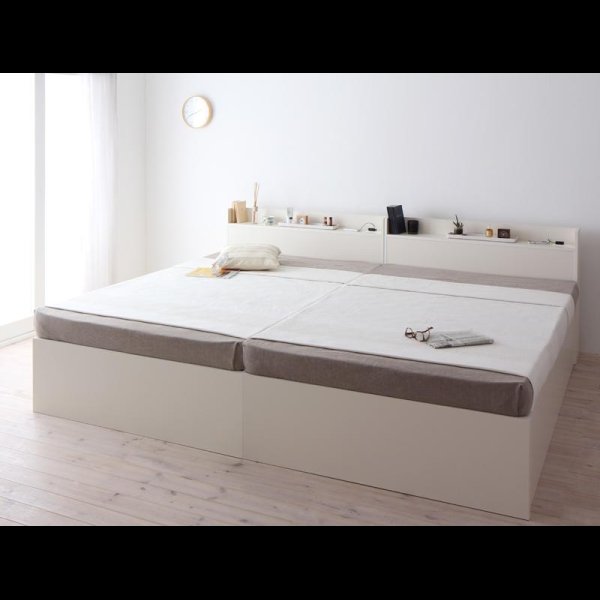 画像2: 日本製：深さが選べる大容量ベッド下収納付きすのこタイプシングルベッド