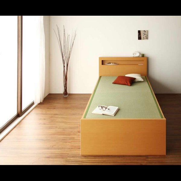 画像2: モダン＆スリム棚付き畳チェストベッド　シングルベッド
