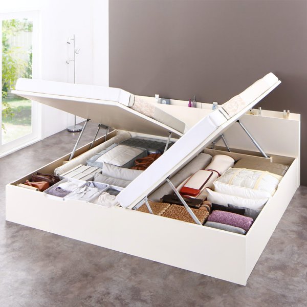 画像2: 国産跳ね上げ式セミシングルベッド【Amaryllis】アマリリス