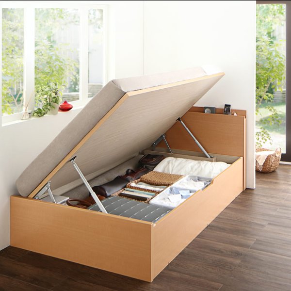 画像14: 国産跳ね上げ式セミシングルベッド【Amaryllis】アマリリス