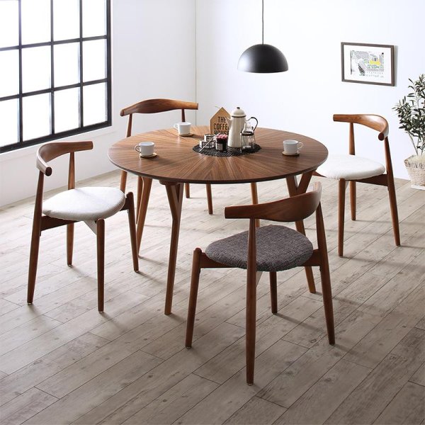 画像2: 北欧デザイン丸テーブルダイニングセット おしゃれで重ねられるダイニングチェア付き