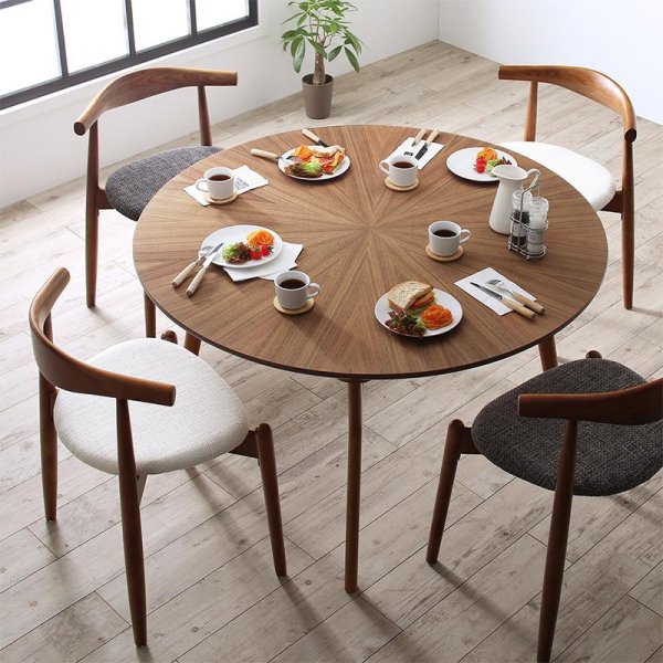 画像5: 北欧デザイン丸テーブルダイニングセット おしゃれで重ねられるダイニングチェア付き