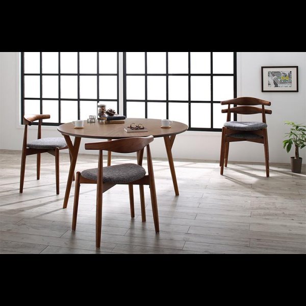 画像7: 北欧デザイン丸テーブルダイニングセット おしゃれで重ねられるダイニングチェア付き