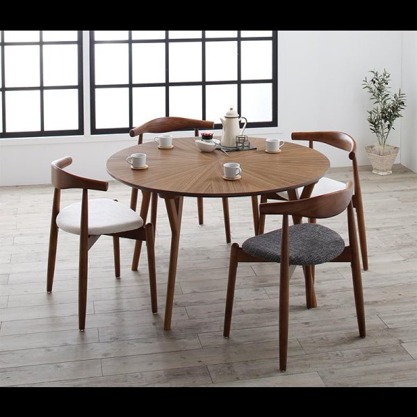 画像6: 北欧デザイン丸テーブルダイニングセット おしゃれで重ねられるダイニングチェア付き