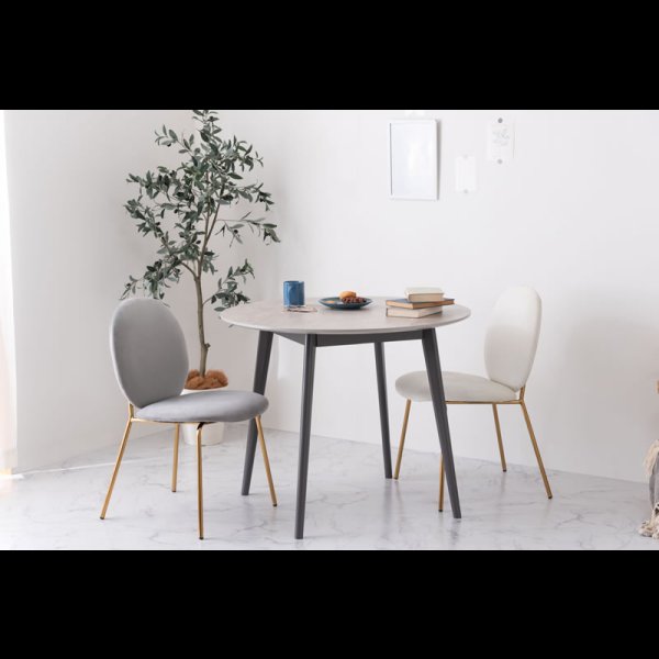 画像2: ワンランク上の大理石調ダイニング！コンパクトサイズダイニングラウンドテーブル・チェア【Birgit】