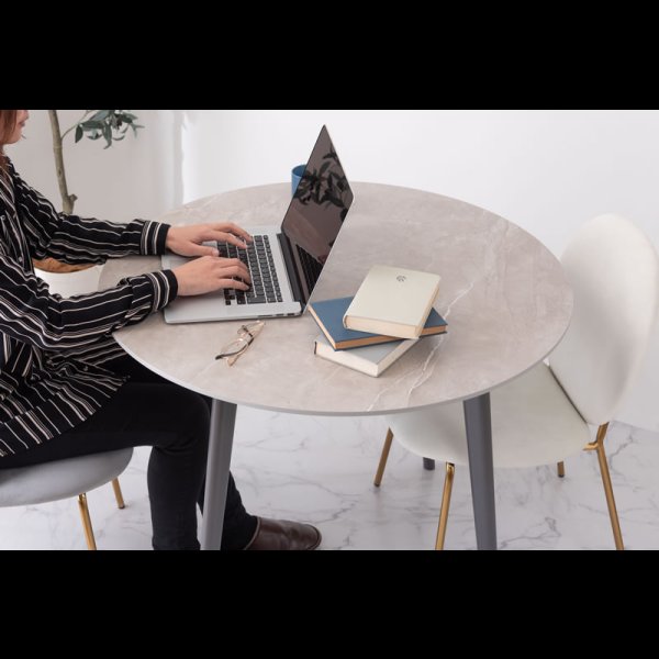 画像4: ワンランク上の大理石調ダイニング！コンパクトサイズダイニングラウンドテーブル・チェア【Birgit】