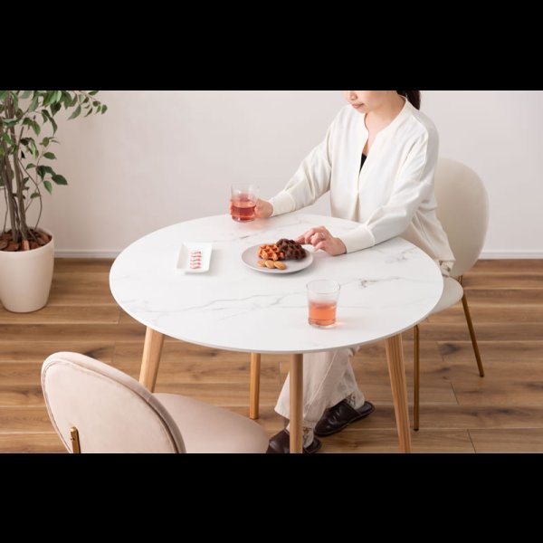 画像7: ワンランク上の大理石調ダイニング！コンパクトサイズダイニングラウンドテーブル・チェア【Birgit】