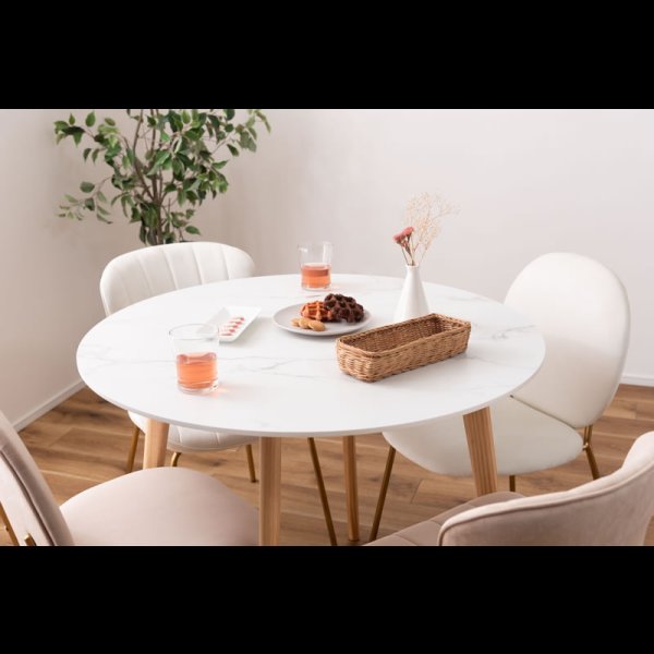 画像9: ワンランク上の大理石調ダイニング！コンパクトサイズダイニングラウンドテーブル・チェア【Birgit】