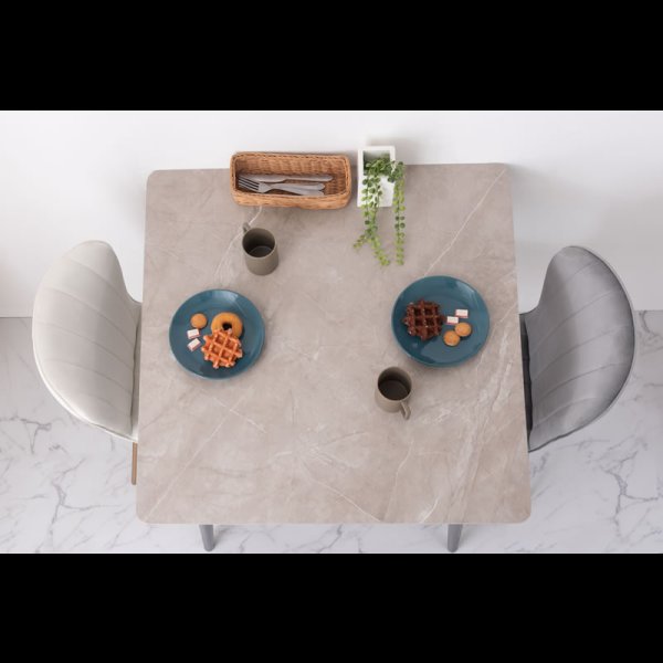 画像2: ワンランク上の大理石調ダイニング！コンパクトサイズダイニングスクエアテーブル・チェア【Dorotea】