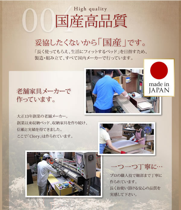 日本製ガス圧式収納ベッドの説明