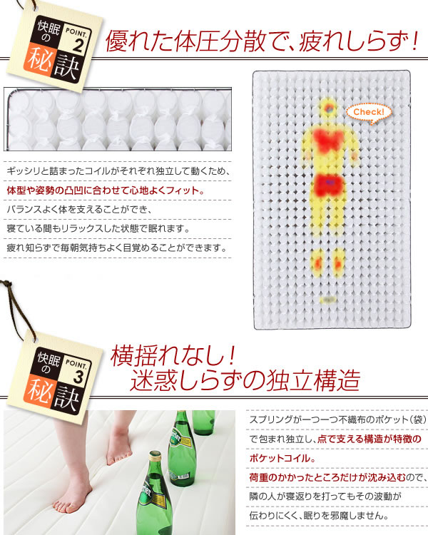 脚が選べるベーシックポケットコイルマットレスベッド　激安通販