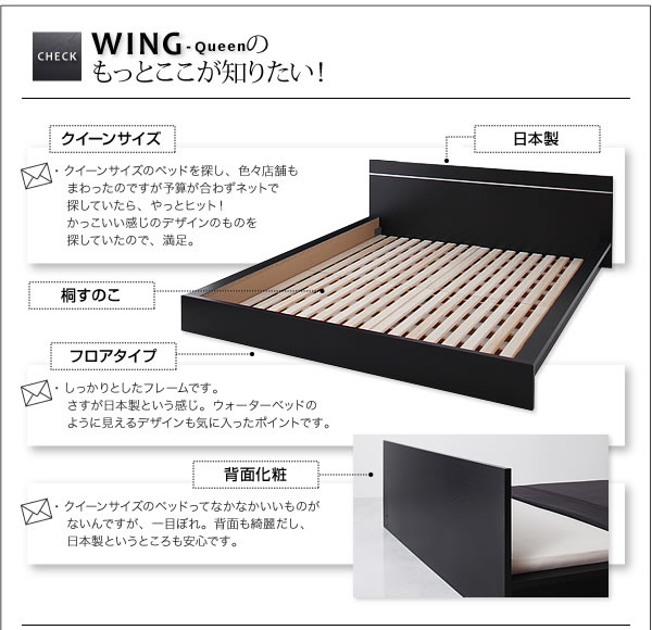 モダンデザインフロアベッド【WING-Queen】ウィング　クイーンサイズ限定 激安通販