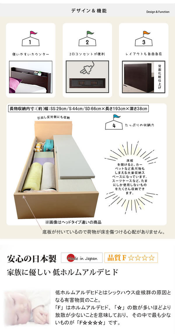 引き出しタイプが選べるチェストベッド セミシングル【Varier】日本製 スタンダードを通販で激安販売