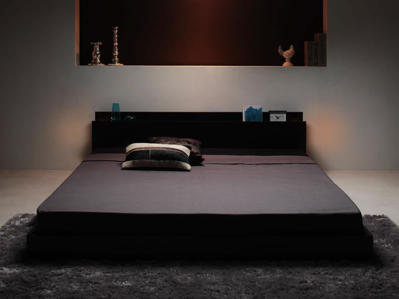 隠し収納付き 人気のシンプルデザインフロアタイプシングルベッド 