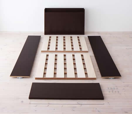 日本製：深さが選べる大容量ベッド下収納付きすのこタイプシングルベッド