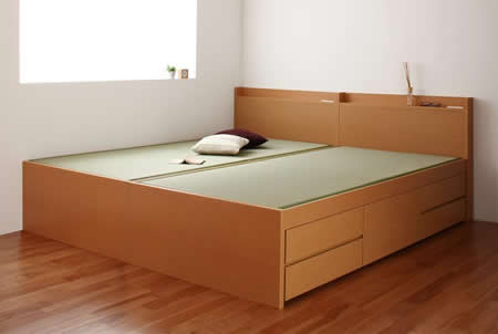 シンプル＆スリム棚付き畳チェストベッド　シングルベッド