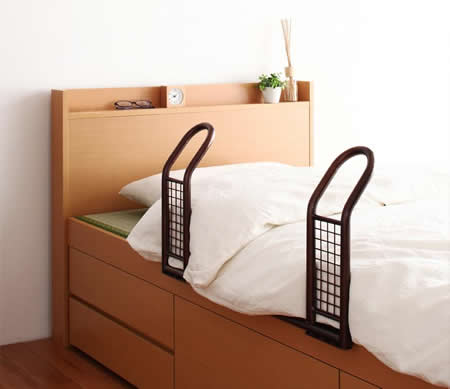 シンプル＆スリム棚付き畳チェストベッド　シングルベッド