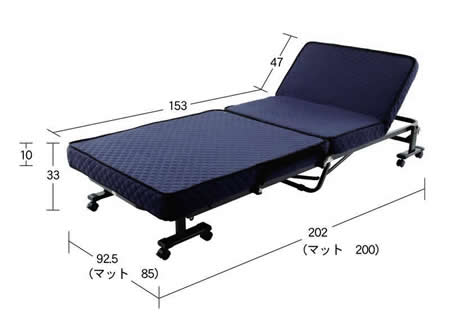 低反発折りたたみリクライニングベッド【Belta】ベルタ　ベッド時サイズ 