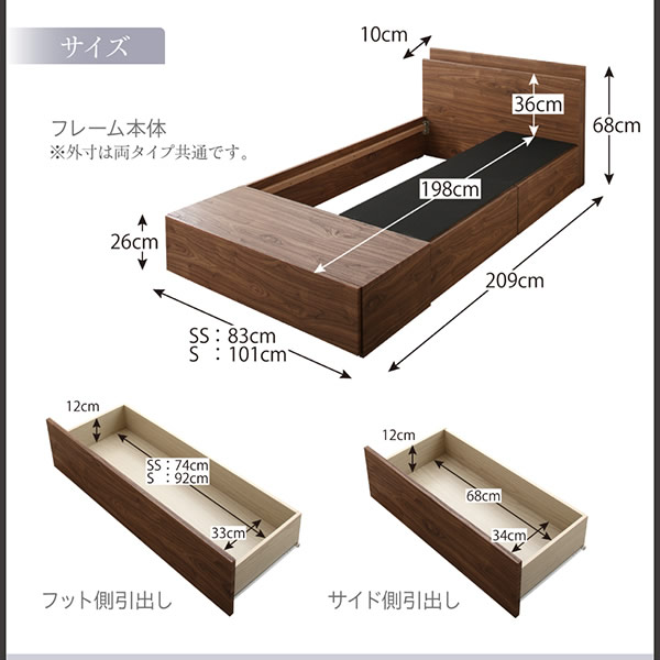 ベッドフレーム 連結収納ベッド クイーン コンパクトに収納できる連結