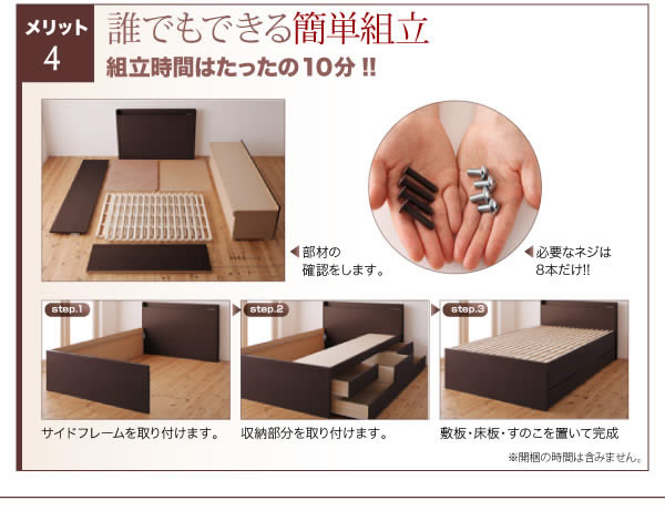 ベッド シングル 日本製 すのこ チェストベッド Salvato サルバト Sボンネルマットレス付き
