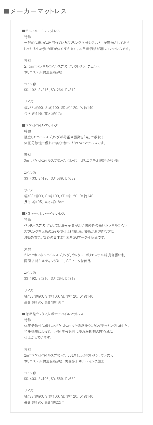 メーカーマットレスも通販だからできる激安価格で販売