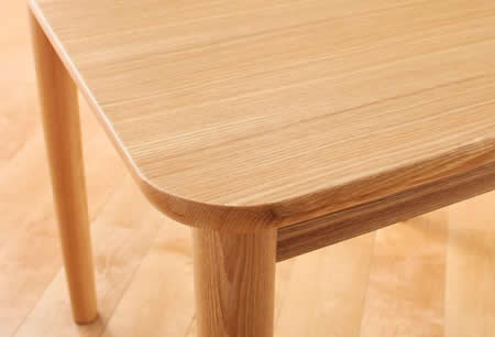 天然木ロースタイルダイニング【Kukku】クック　丸みのあるテーブル