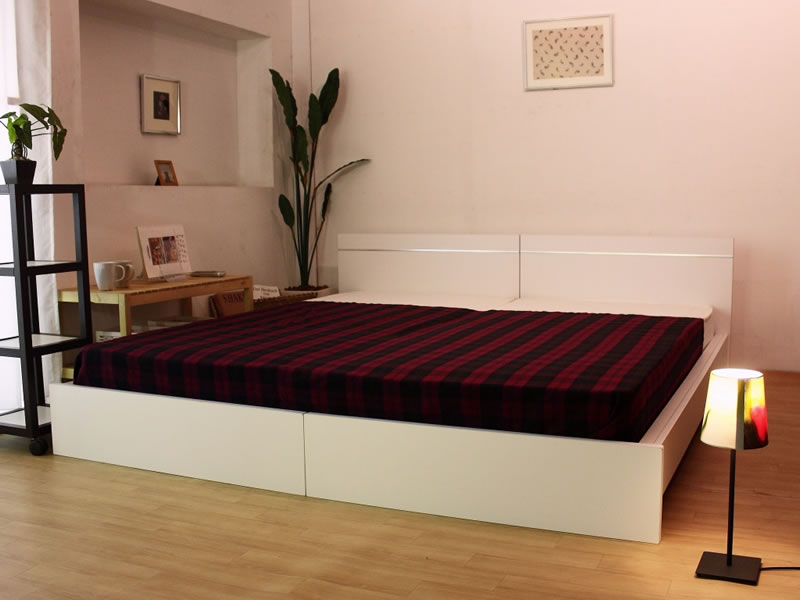 日本製連結ベッド モダンデザインパネル シルバーラインベッド