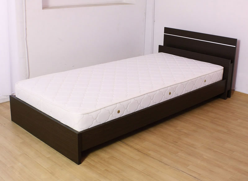 日本製連結ベッド シンプル棚・間接照明付シルバーラインベッド 285 