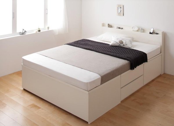 画像4: 日本製：布団が収納できるチェストタイプシングルベッド【Gloria】グローリア (4)