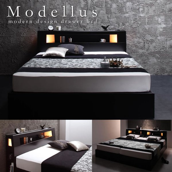 画像1: おすすめNo1！収納付きシングルベッド【Modellus】モデラス (1)
