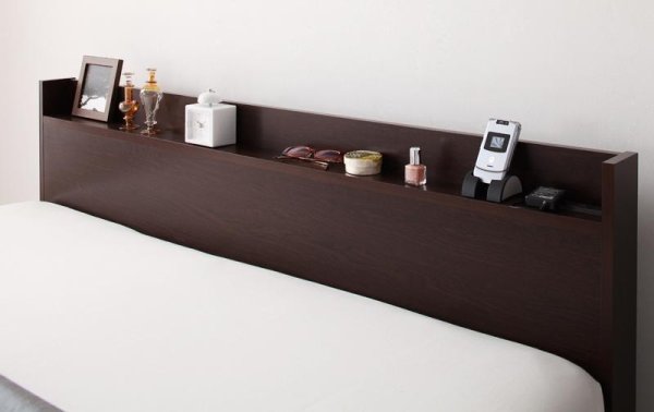 画像2: 日本製：棚・コンセント付きチェスト仕様シングルベッド【Meriel】メリエル (2)