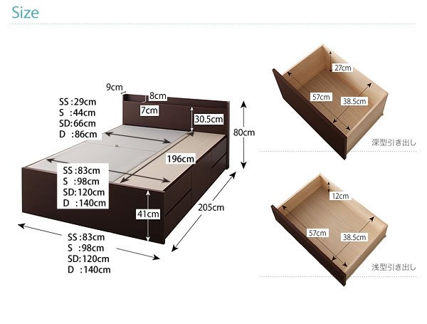 画像5: 日本製：棚・コンセント付きチェスト仕様シングルベッド【Meriel】メリエル (5)