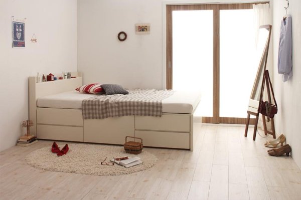 画像3: 日本製：棚・コンセント付きチェスト仕様シングルベッド【Meriel】メリエル (3)