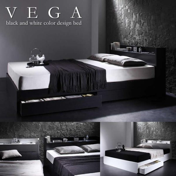 画像1: モノトーンデザイン収納付きシングルベッド【VEGA】ヴェガ (1)