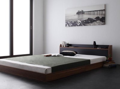 画像1: おしゃれなバイカラーデザイン＆フロアタイプシングルベッド